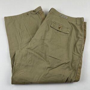 Columbia Cargo Cropped Pants Women’s L Beige Mid Rise Wide Leg Outdoor Hiking
